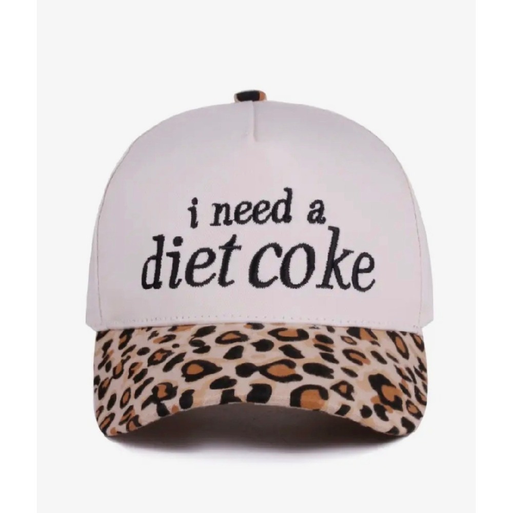 I Need A Diet Coke Baseball Cap White Leopard Print Snapback Trucker Hat